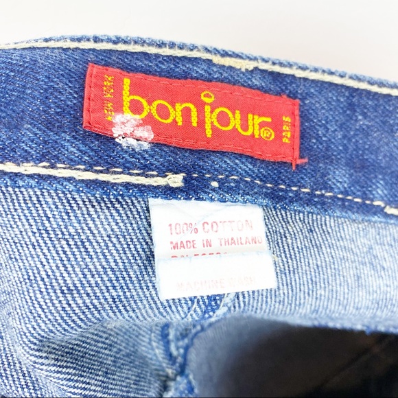 Vintage | 90's Bonjour Zip Front and Back Rigid Denim Skirt - Picture 6 of 8